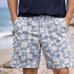Verdo Men's Blue Geometric Print Chino Shorts Size 40‎ Casual Breathable